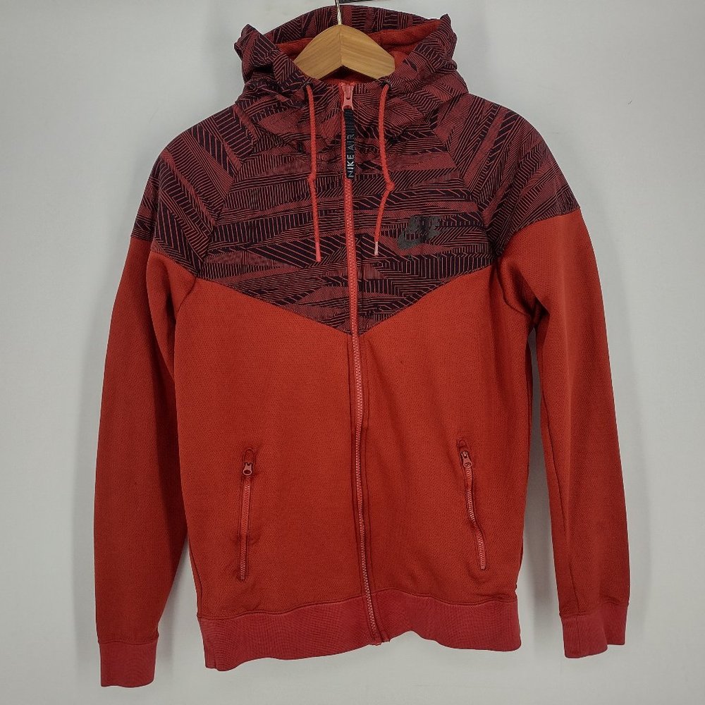 Nike Air Full Zip Geometric Print Athletic Hooded Track Jacket Sweatshirt